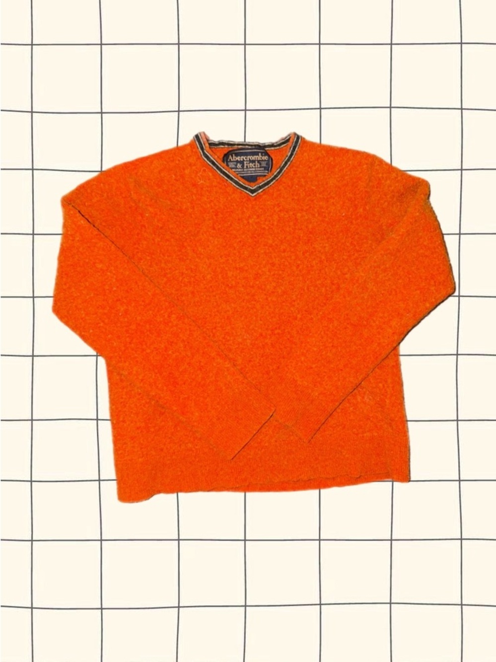 Abercrombie & Fitch - Bright Orange V-Neck Sweater with Contrast Trim